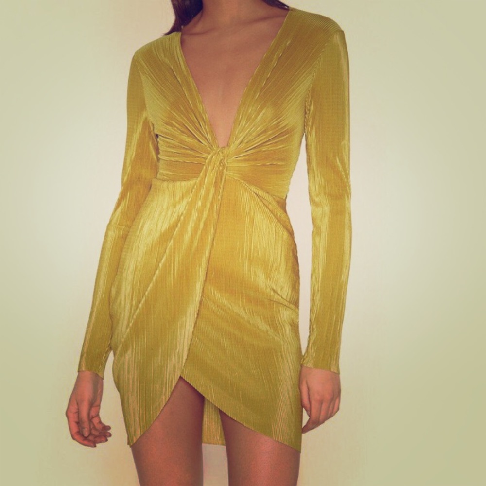 Plunging neckline, dress
